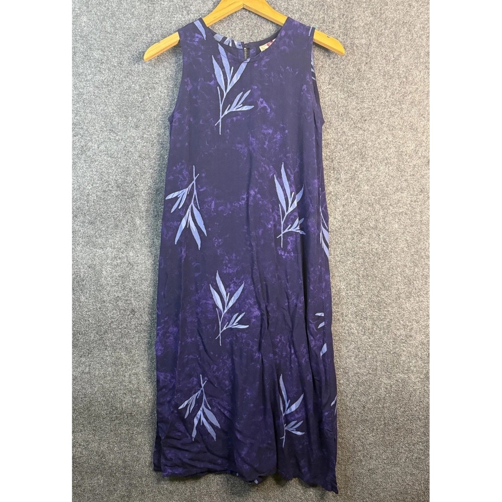 Hilo Hattie Sleeveless Shift Dress Women's Sz XS Purple Bamboo Floral Hawaiian